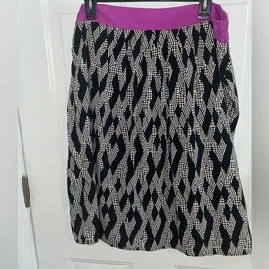 Triste Geometric Black, white And Fuchsia Lined Career Skirt 1X